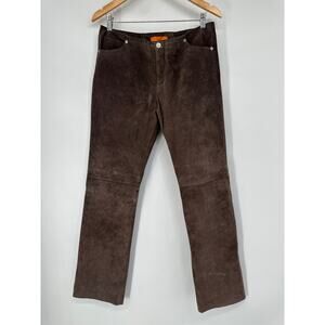 Vintage Y2k Lili Le Rose Low Rise Suede Pants Genuine Leather Straight Leg Boho